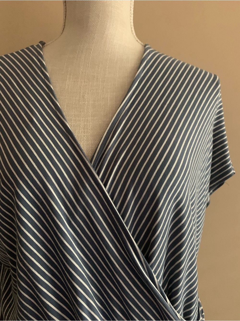Vince Camuto Navy and White Striped Wrap Tie Blouse - Picture 5 of 10